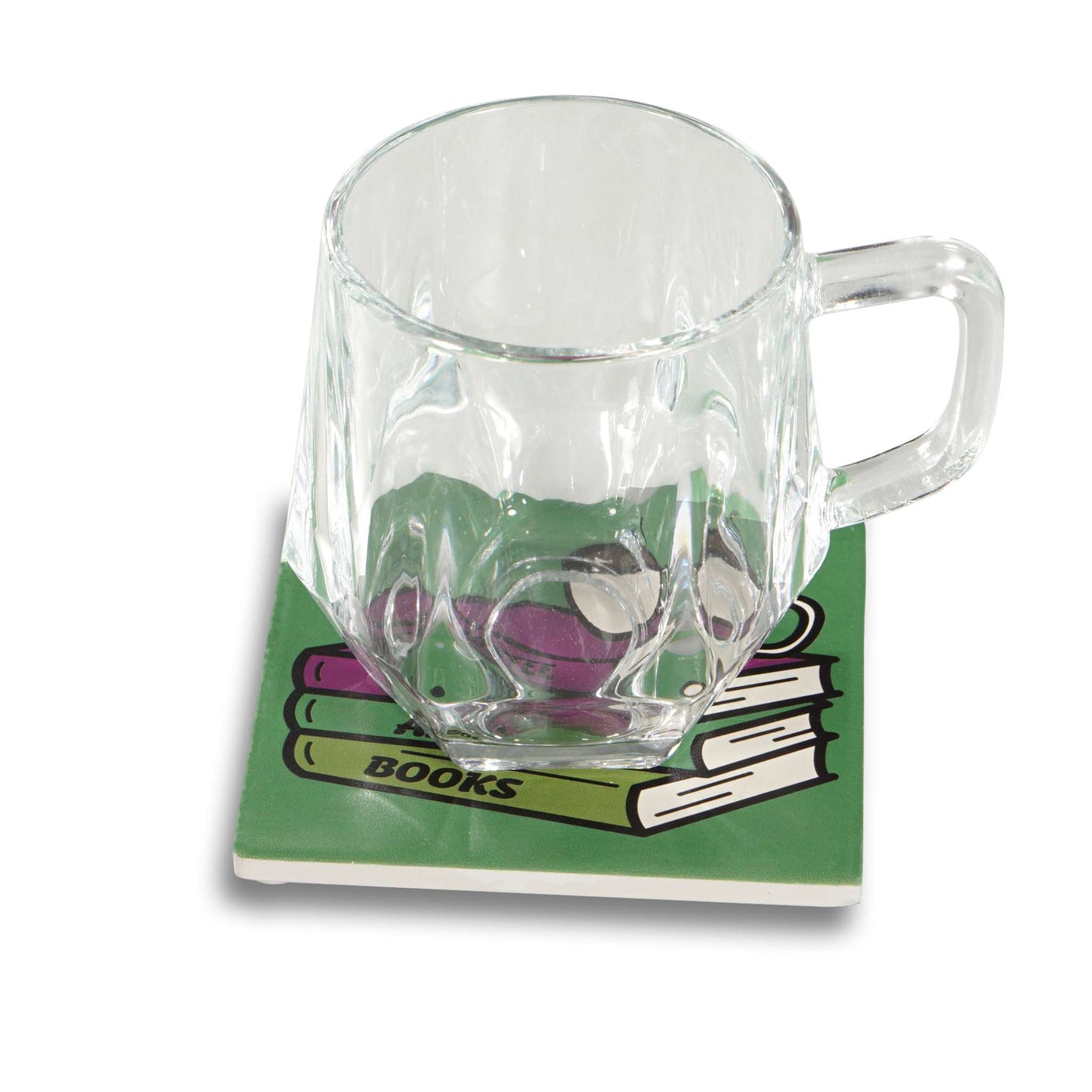 Ceramic Square Coaster – Coffee and Books