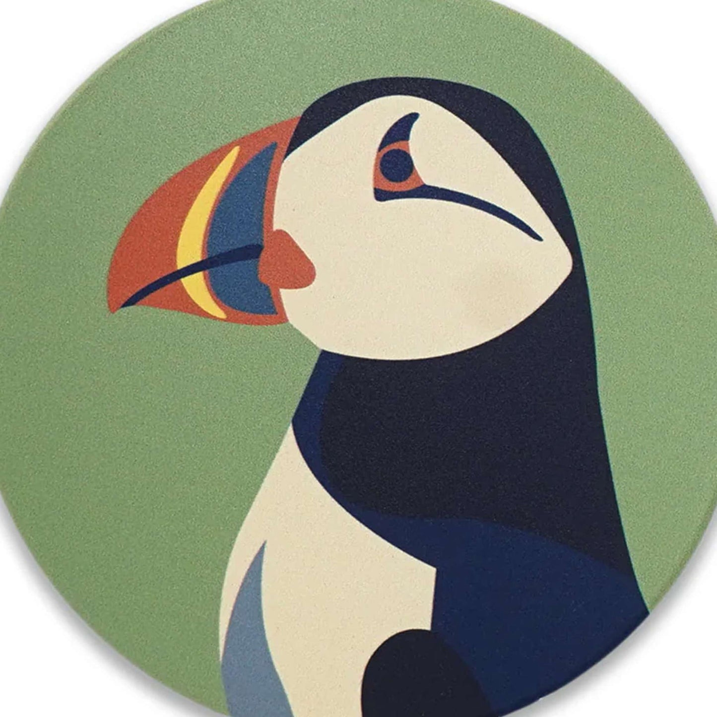 Puffin Ceramic Coaster Green