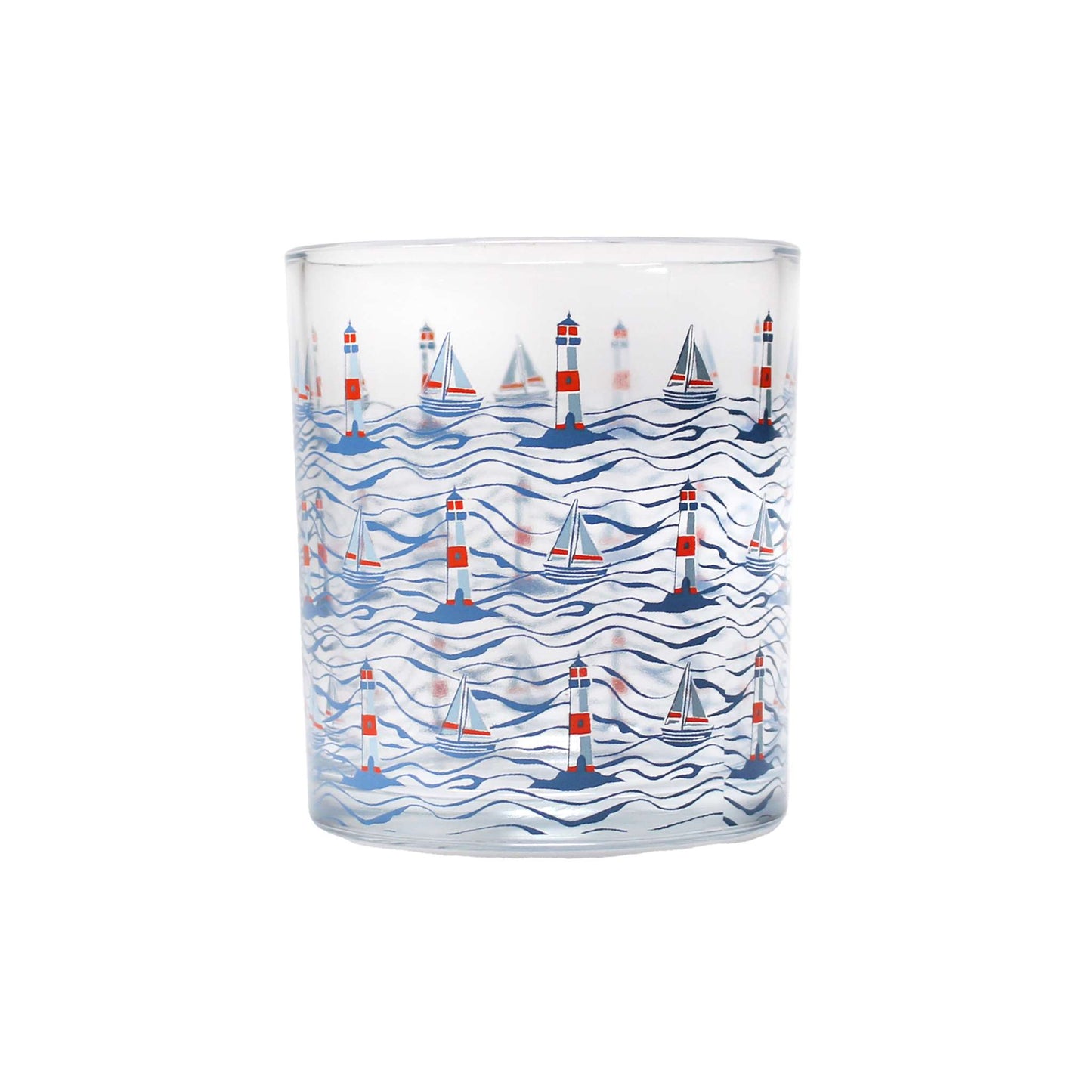 Drinking Glass Tumbler Coastal Sailboats Sea Waves pattern