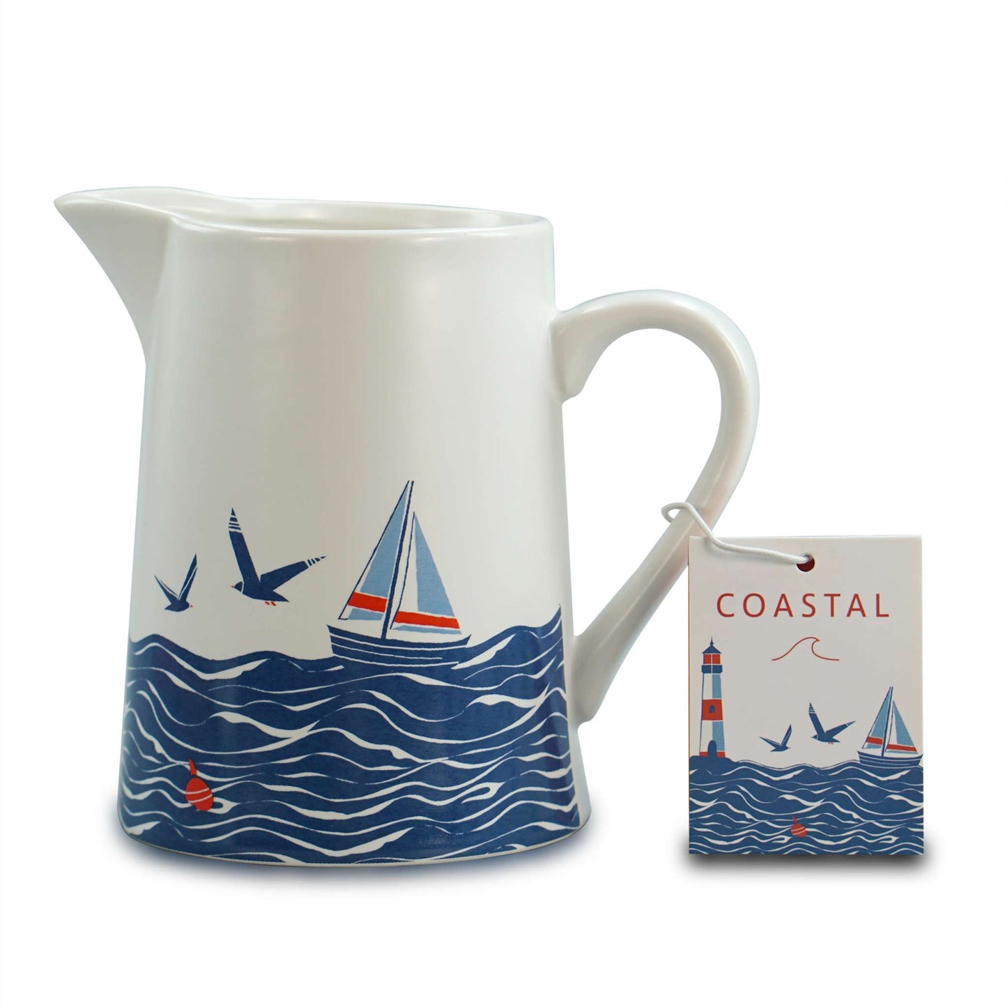 Ceramic Jug Pitcher Coastal Seaside Boats
