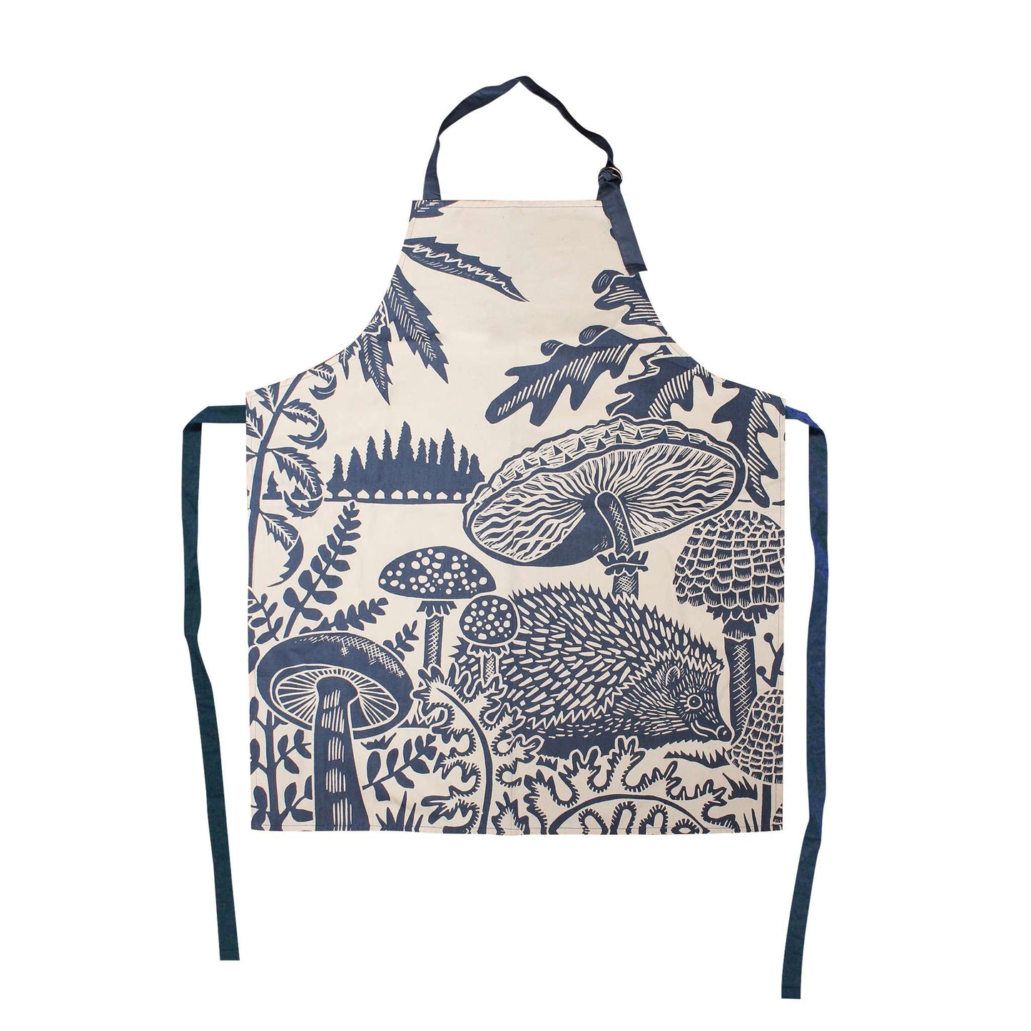 Recycled Cotton Apron Mushroom Hedgehog Blue
