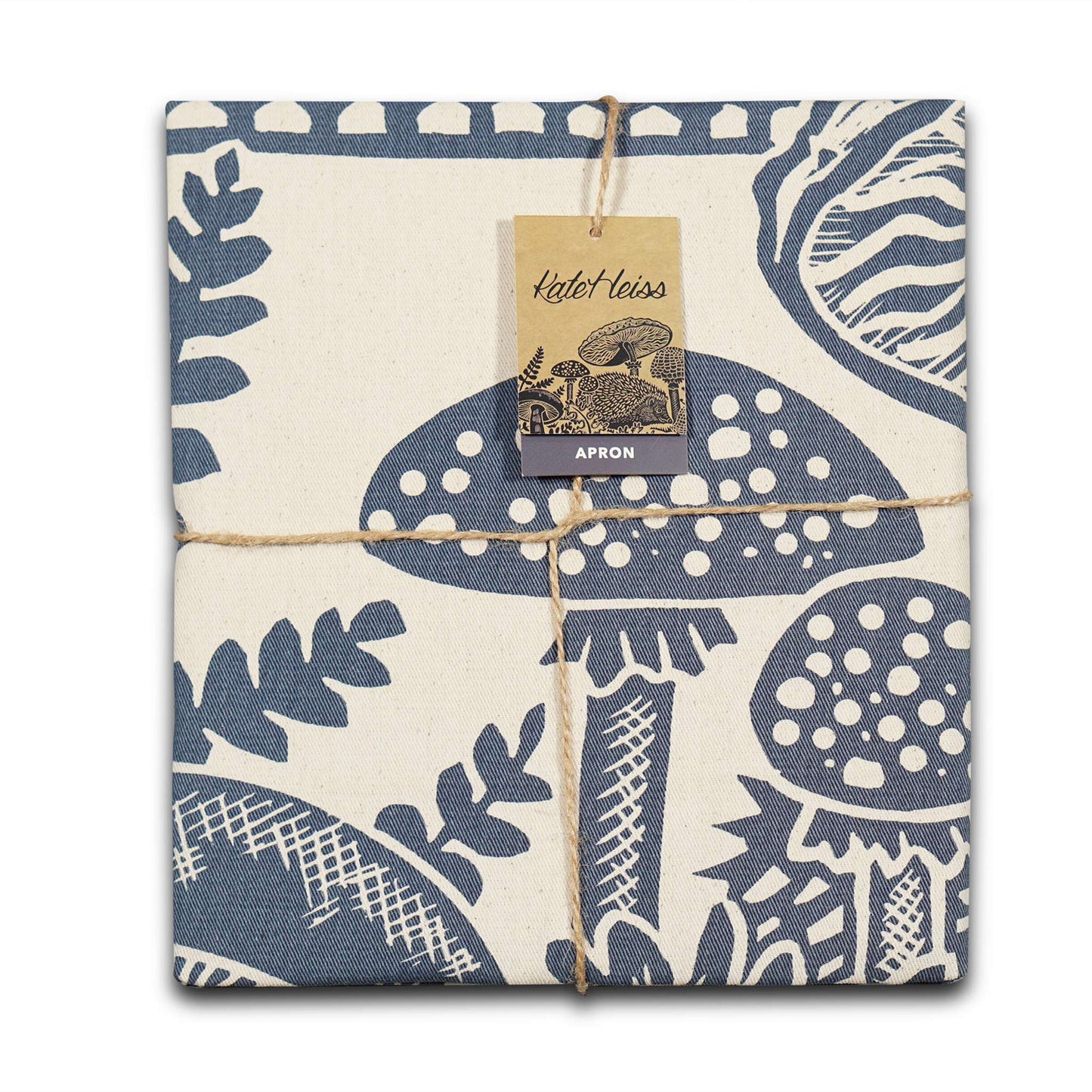 Recycled Cotton Apron Mushroom Hedgehog Blue