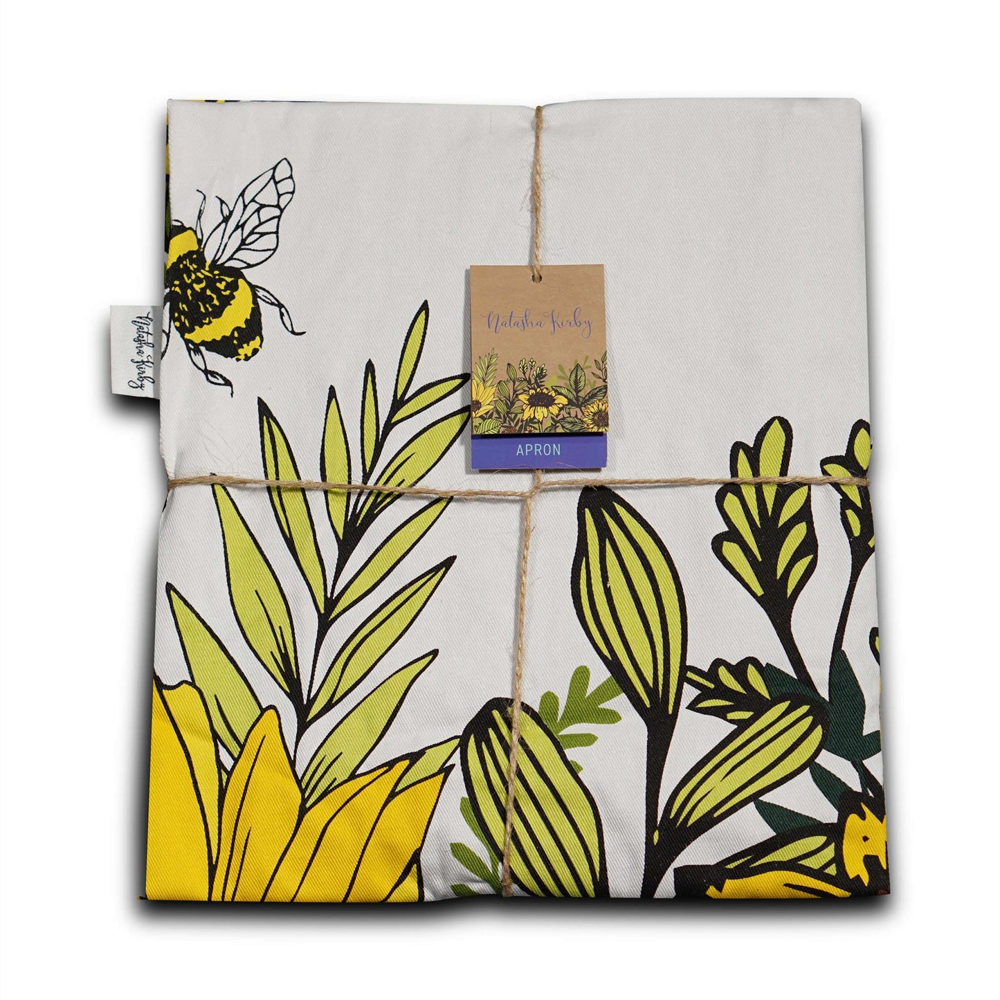 Recycled Cotton Apron Sunflower Honey Bee Floral