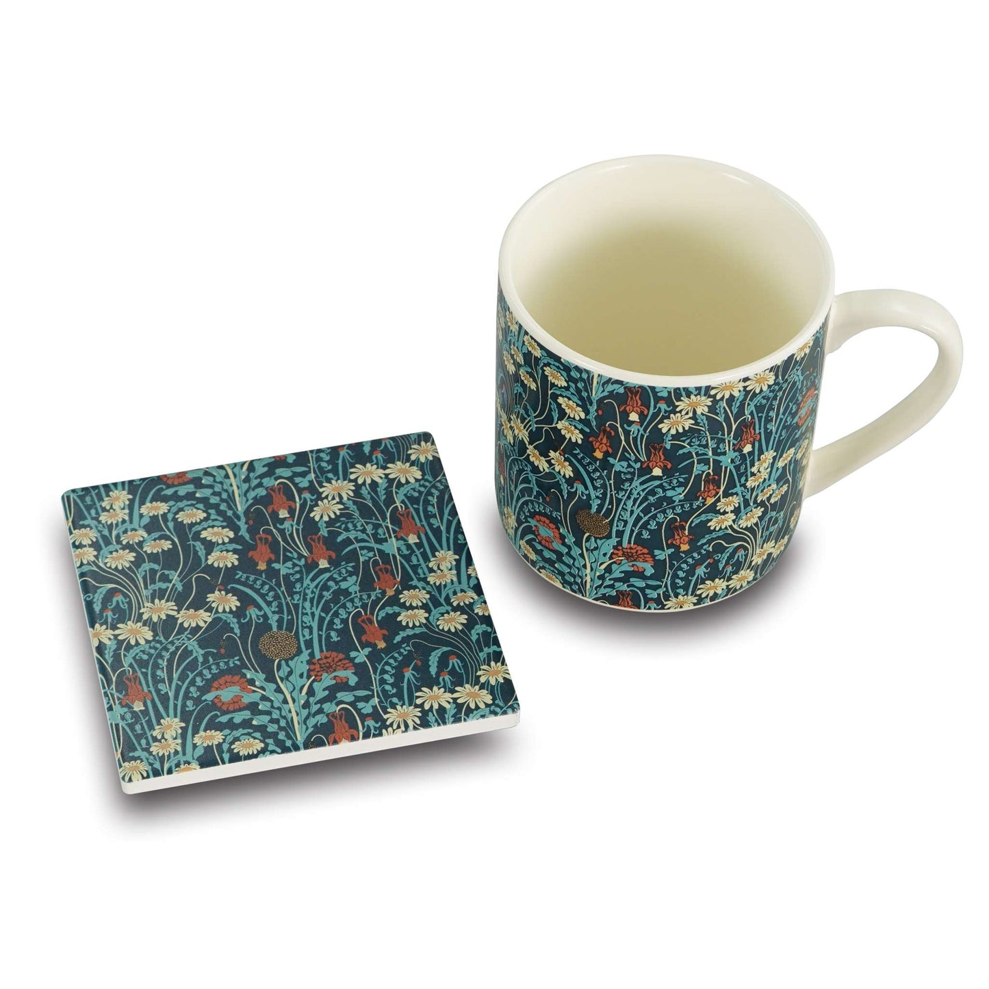 Wild Flowers Ceramic Coaster – Arts and Crafts Design