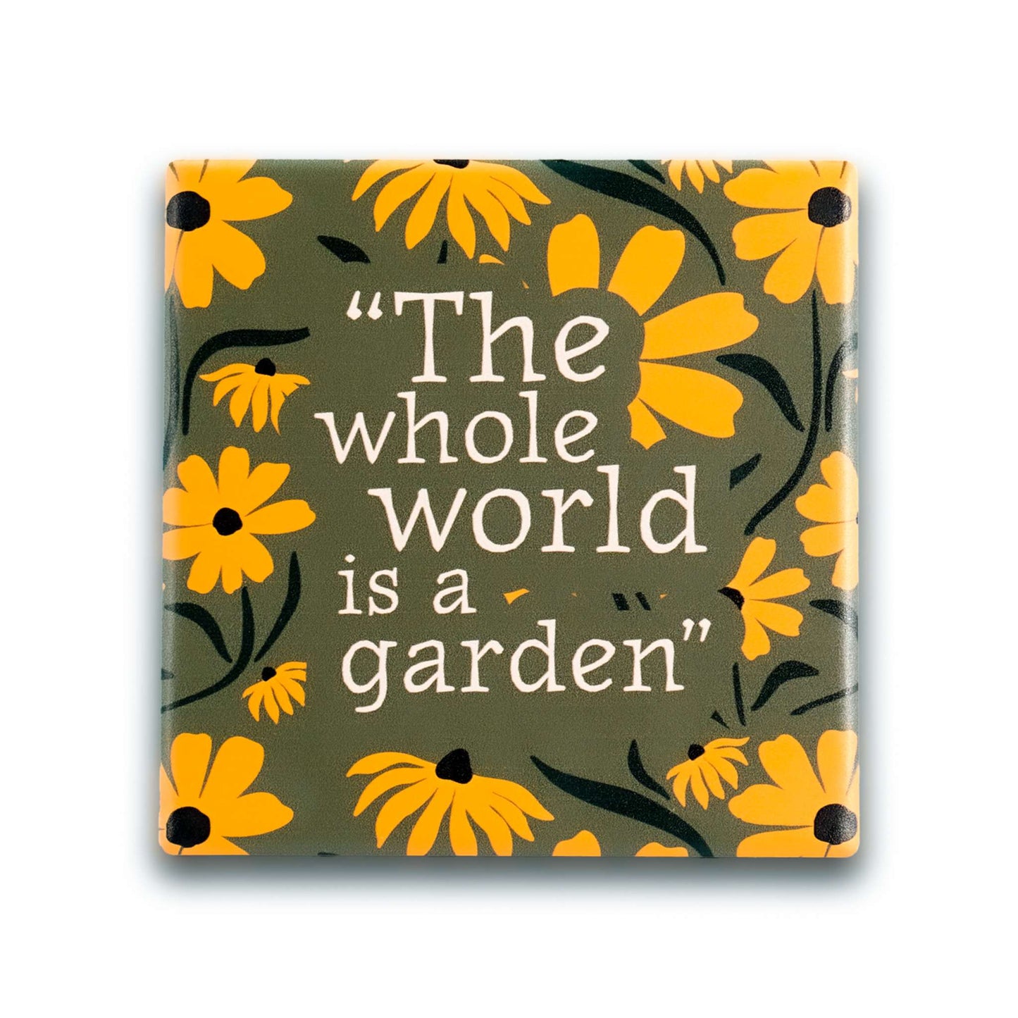 Secret Garden Ceramic Coaster – Green Floral Gift