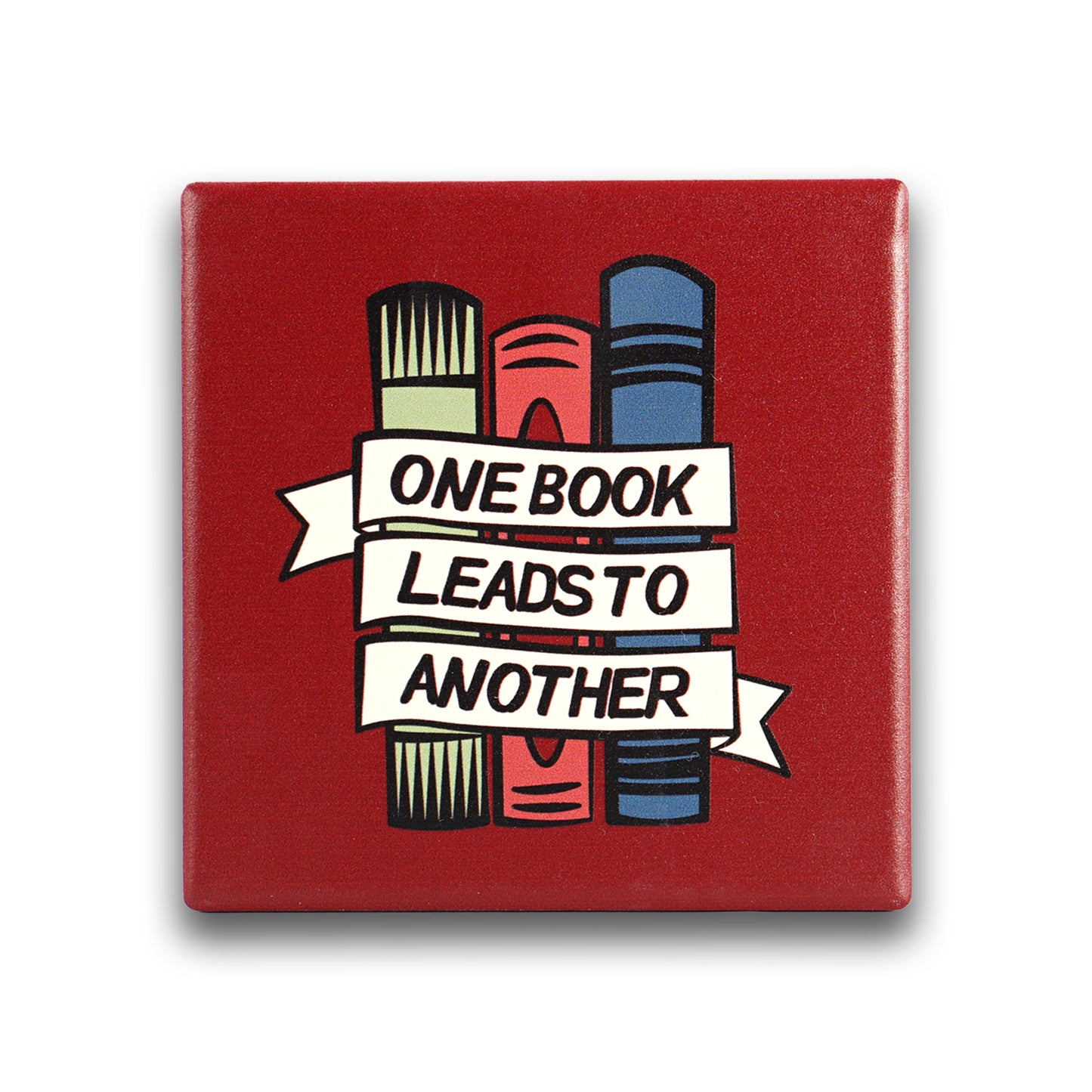 Ceramic Square Coaster – One Book Leads to Another