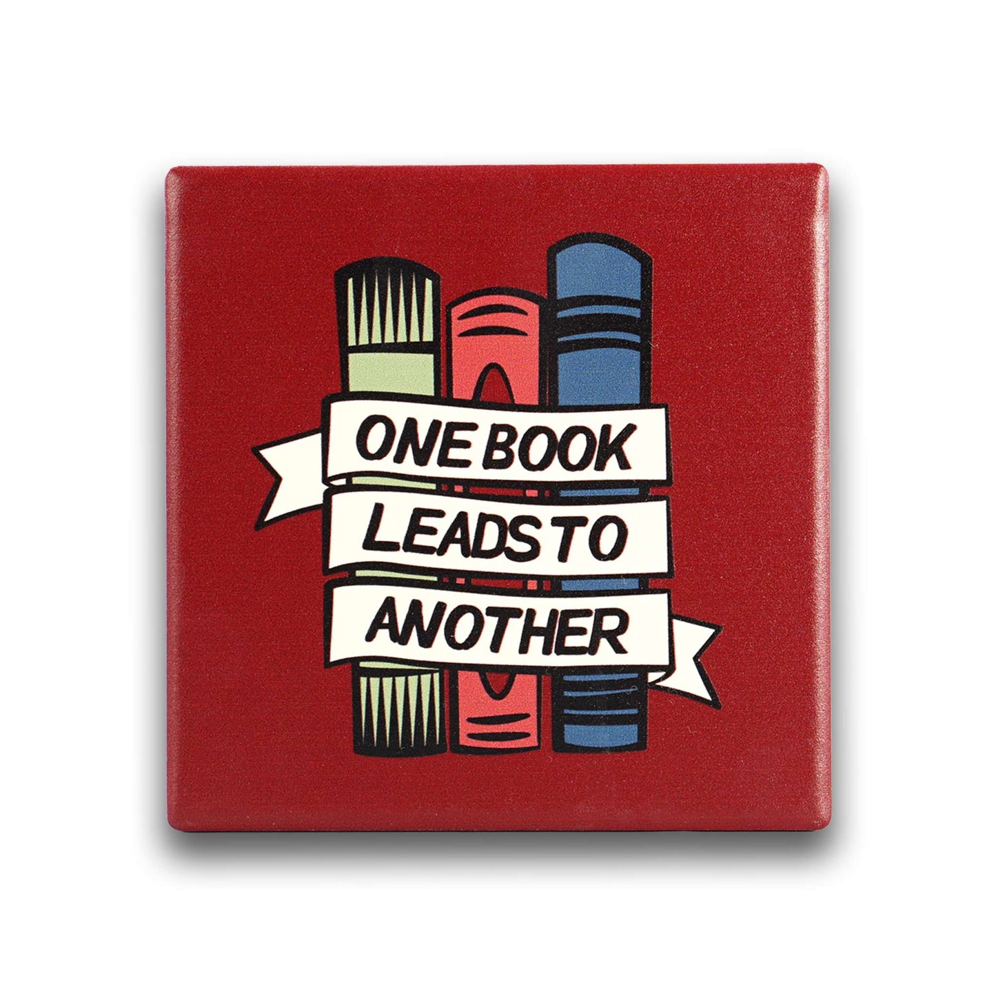 Ceramic Square Coaster – One Book Leads to Another
