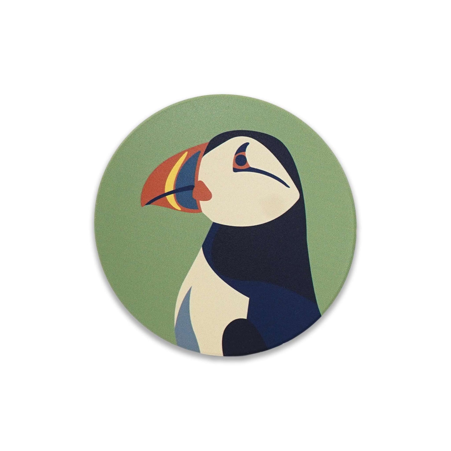 Puffin Ceramic Coaster Green
