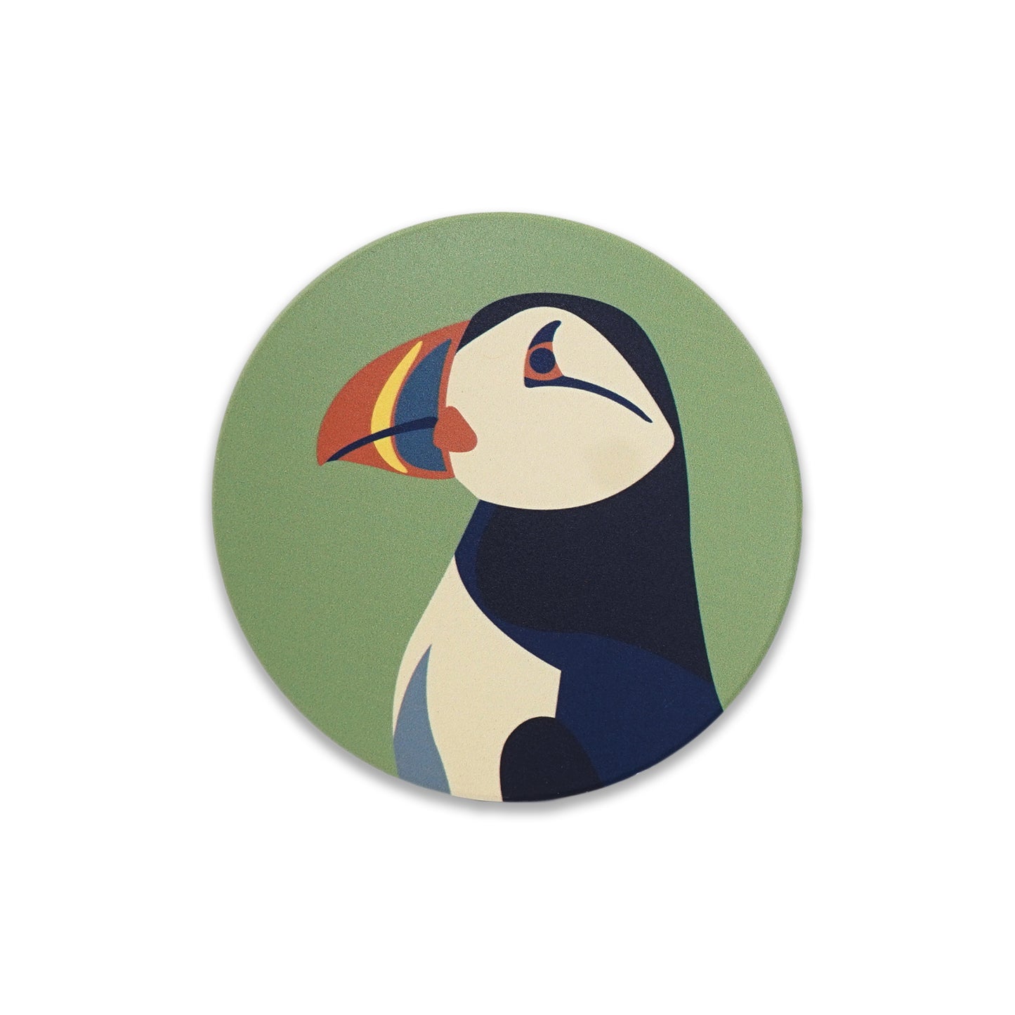 Puffin Ceramic Coaster Green