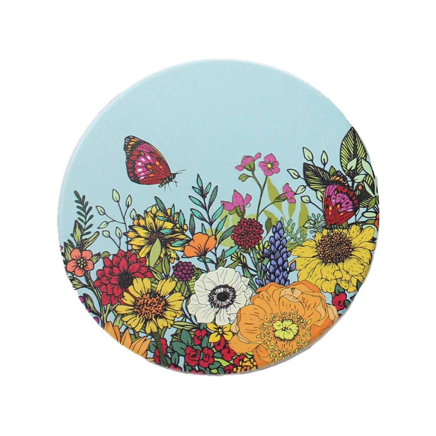 Ceramic Coasters Sunflower Bee Butterfly Flowers Floral