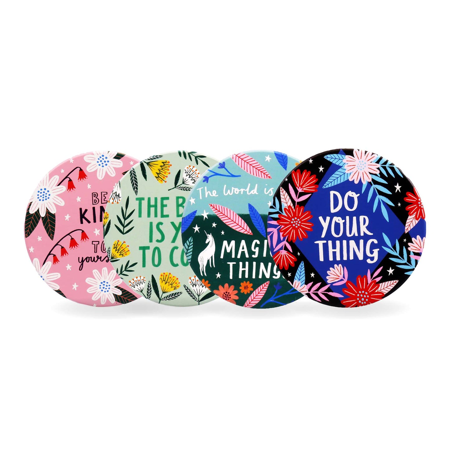 Ceramic Coasters Floral Pattern Positive Uplifting message