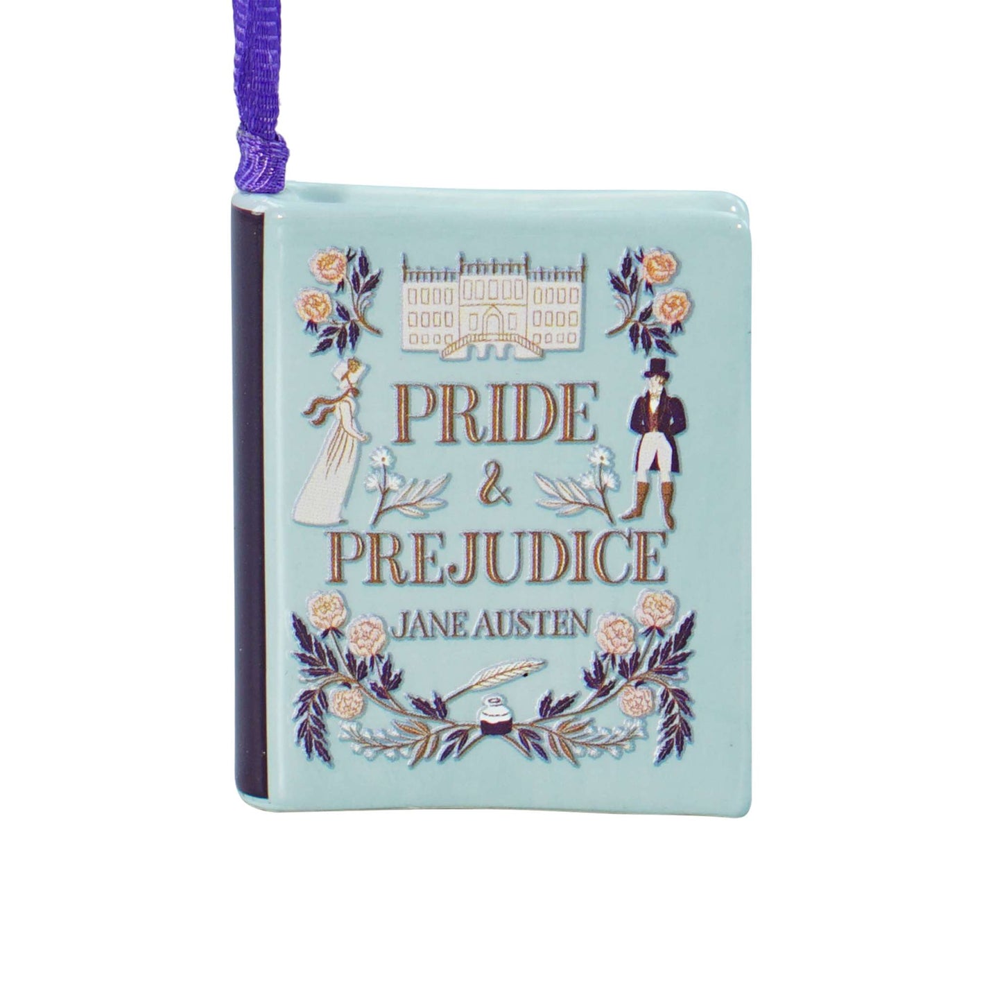 Jane Austen Book Shaped Ceramic Hanging Decoration