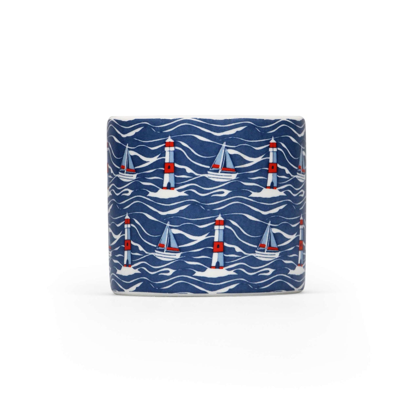 Ceramic Egg Cups Coastal Waves Lighthouse Seashore