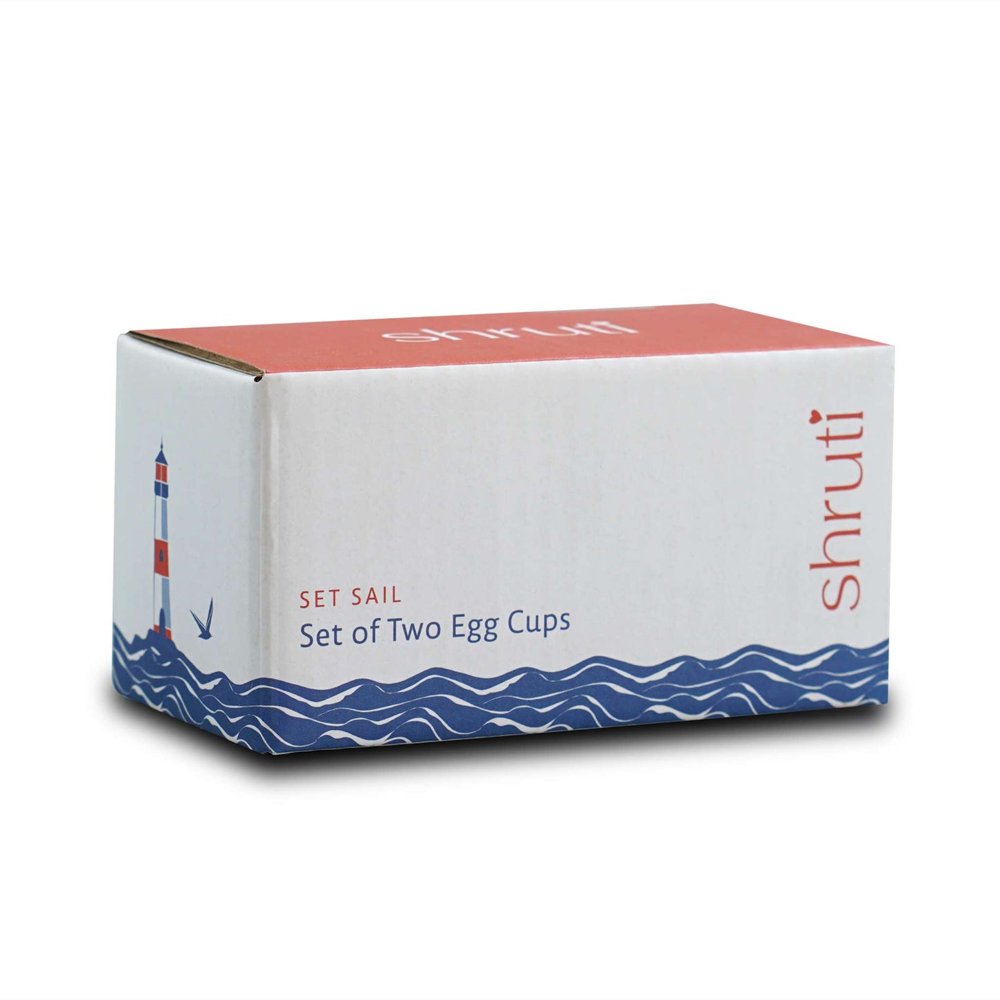 Ceramic Egg Cups Coastal Waves Lighthouse Seashore