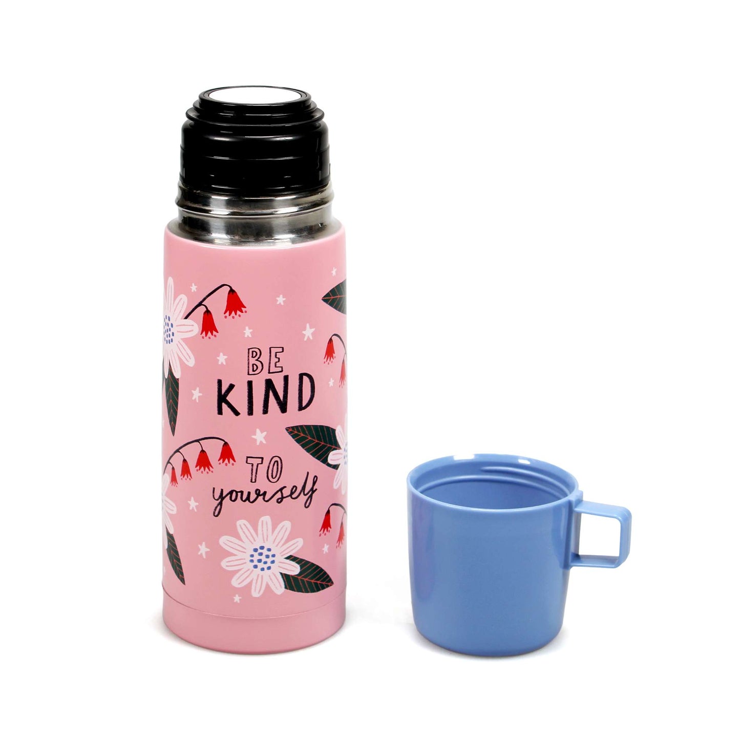 Thermal Flask Floral Pattern Pink Thoughtful Words