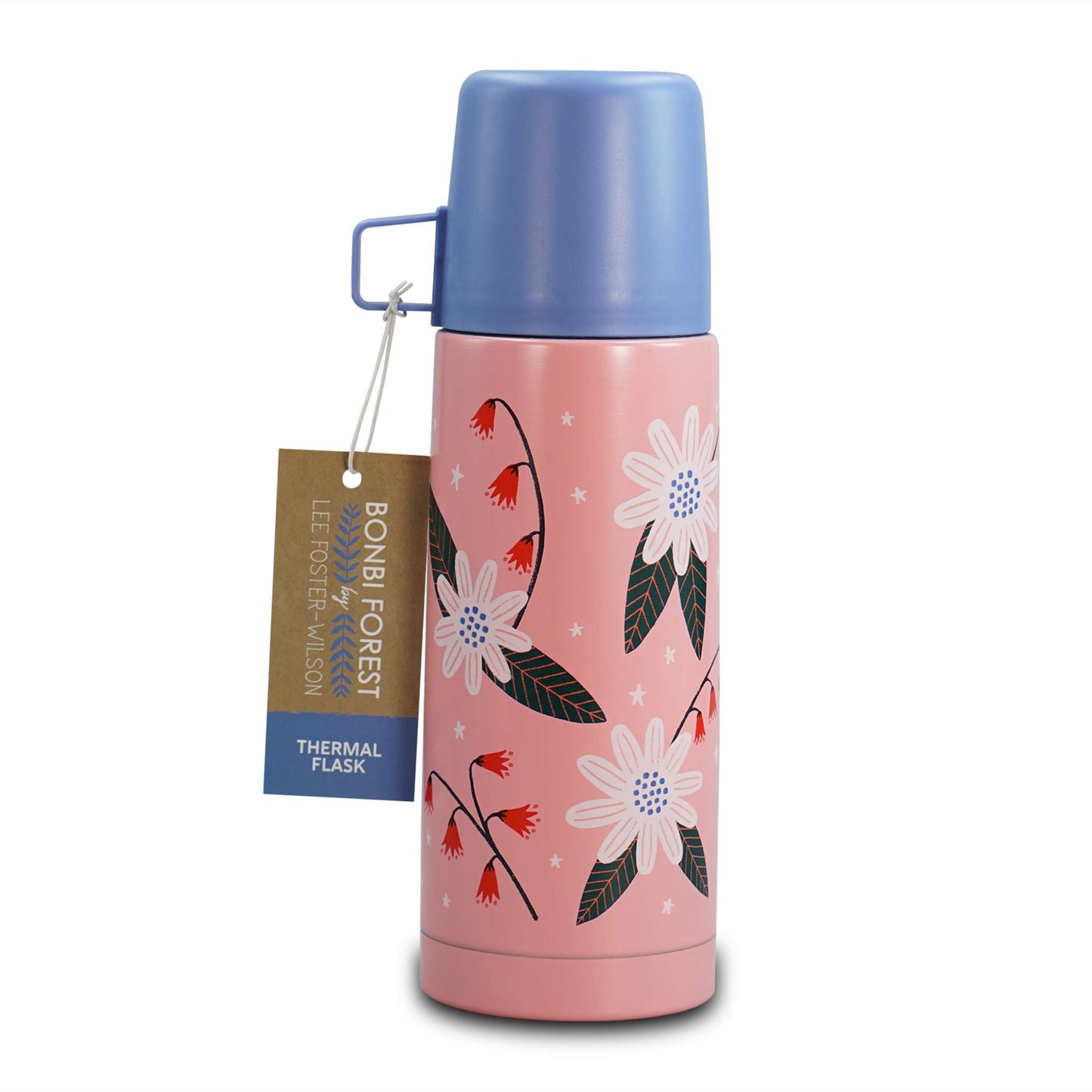 Thermal Flask Floral Pattern Pink Thoughtful Words