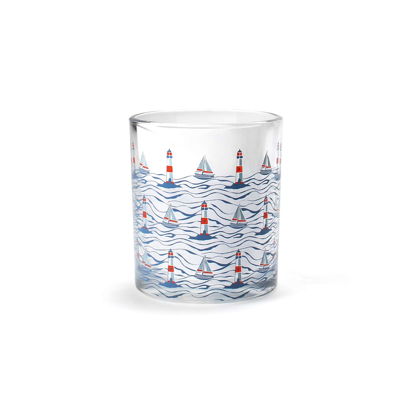 Drinking Glass Tumbler Coastal Sailboats Sea Waves pattern