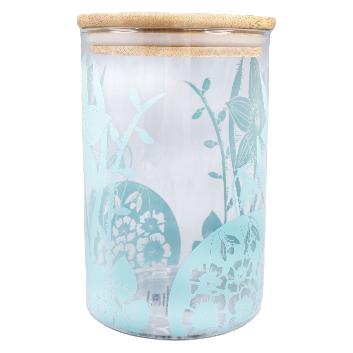 Glass Storage Jar Container Daffodil Flowers Blue