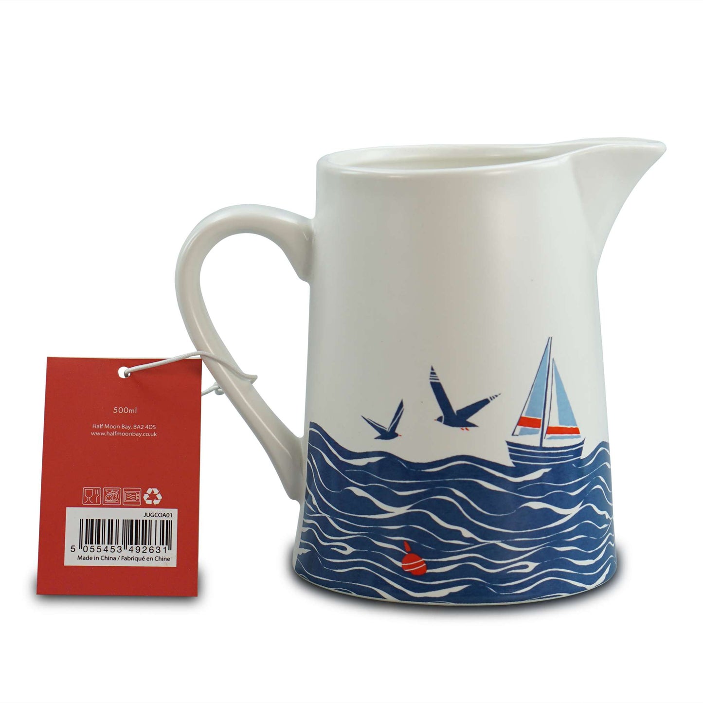 Ceramic Jug Pitcher Coastal Seaside Boats