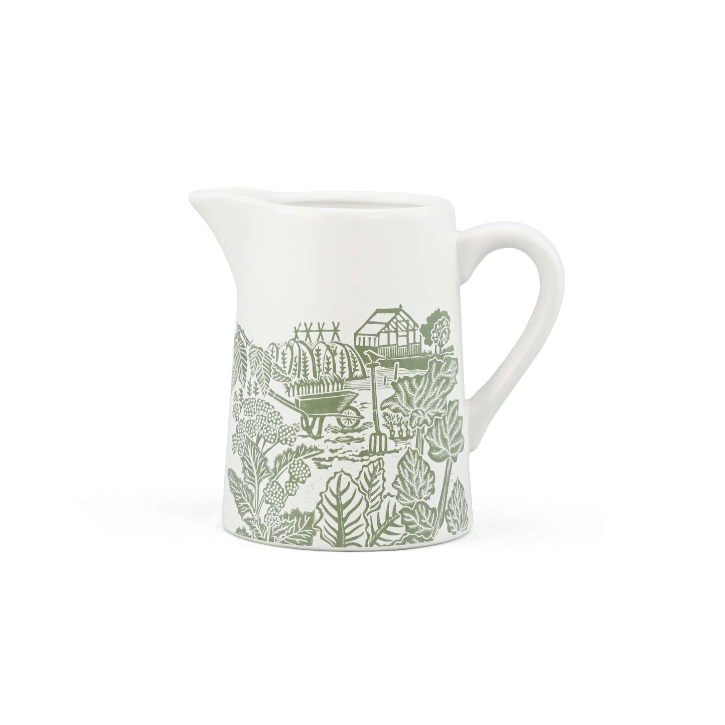 Ceramic Jug Pitcher Acorns Thistles Woodland Green