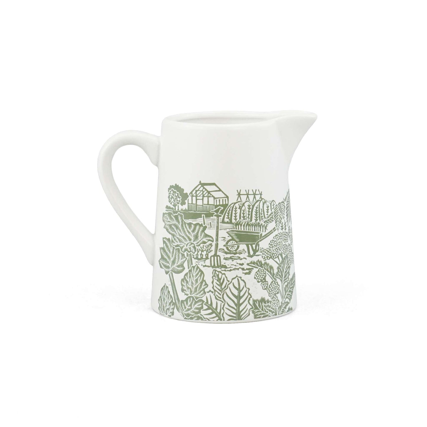 Ceramic Jug Pitcher Acorns Thistles Woodland Green