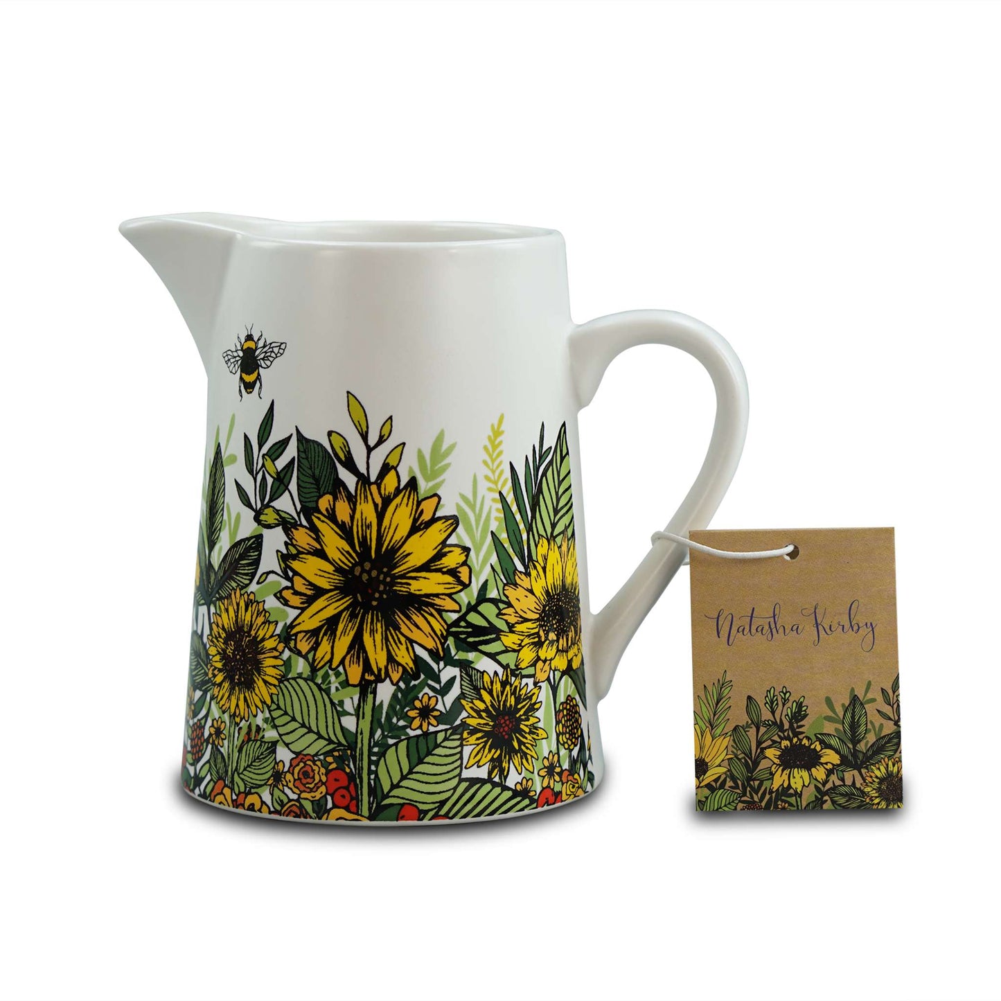 Ceramic Jug Pitcher Vase Sunflower Bee Honey