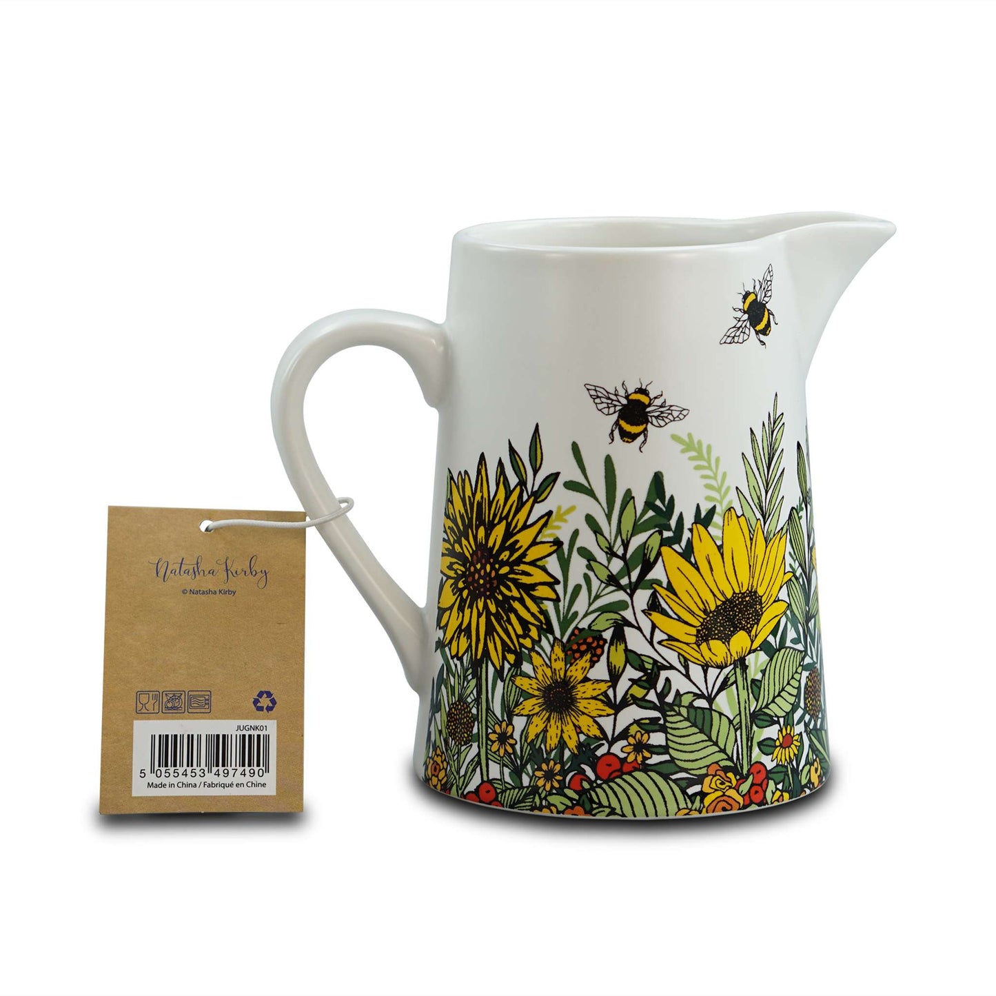 Ceramic Jug Pitcher Vase Sunflower Bee Honey