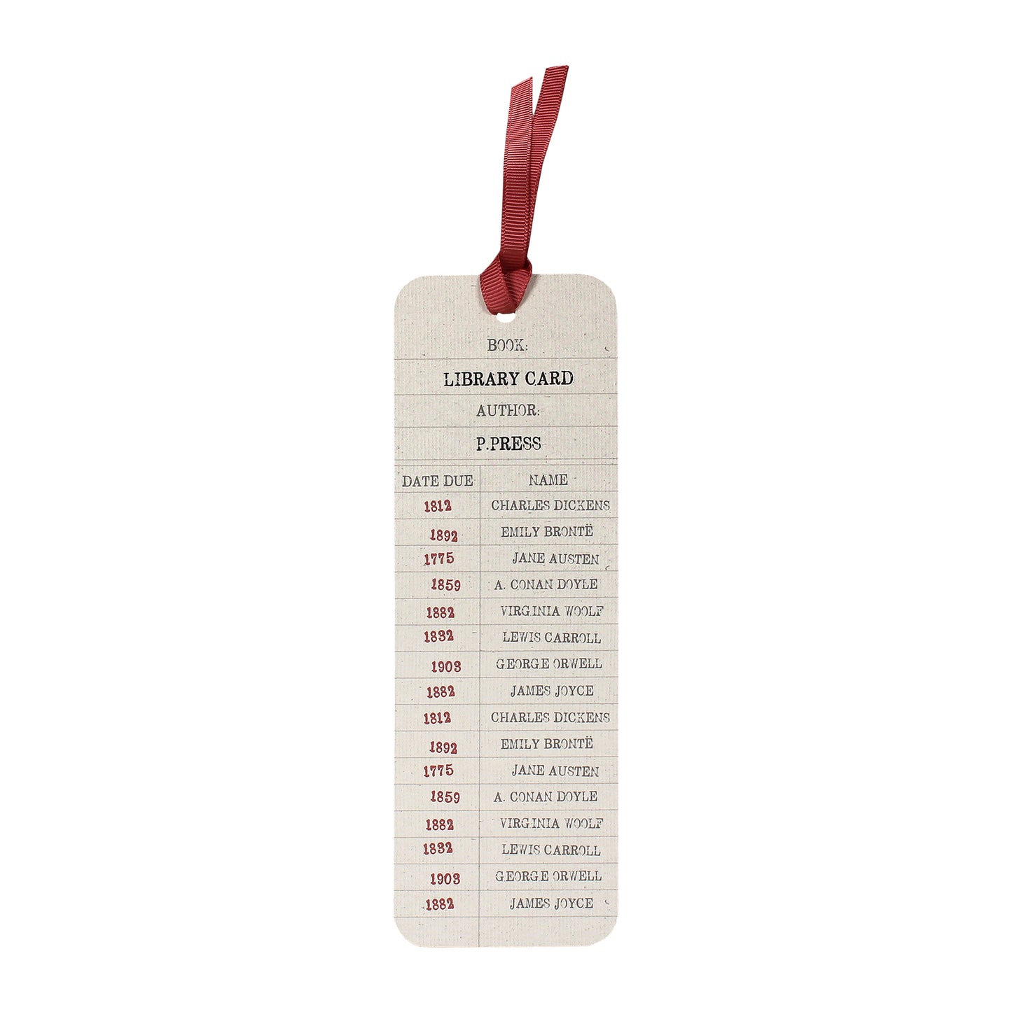 Paper Bookmark – Library Card