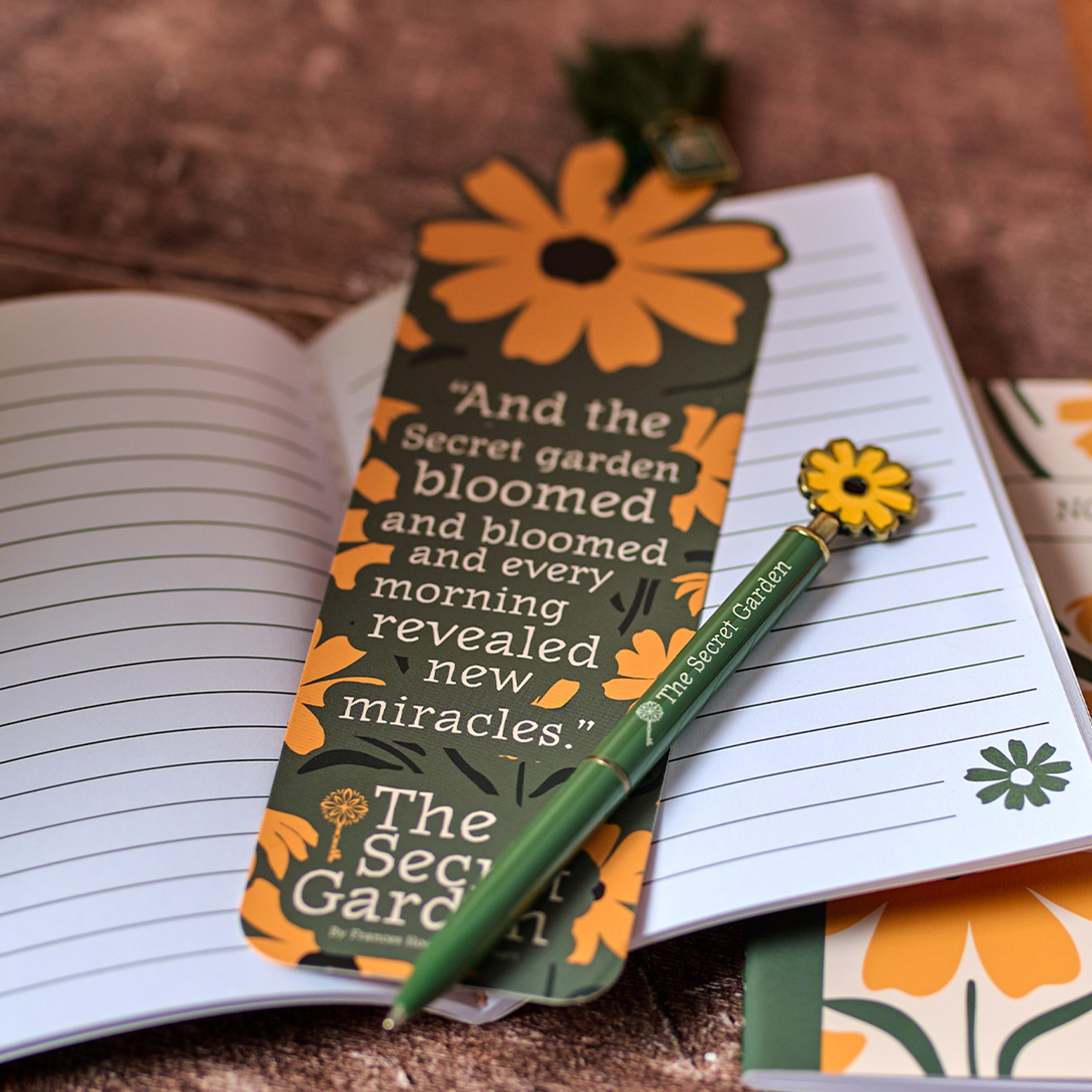 Paper Bookmark with Tassel and Charm- Secret Garden Floral