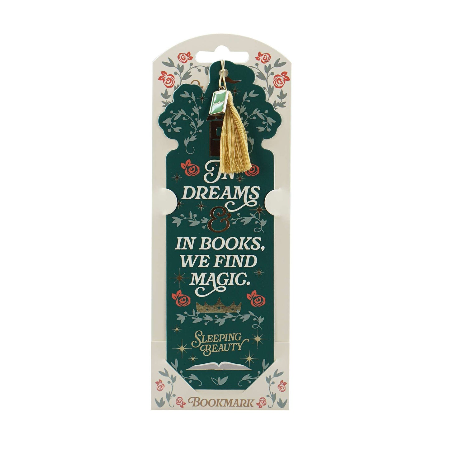Shaped Bookmark (Gold Foil) Charm & Tassel - Sleeping Beauty