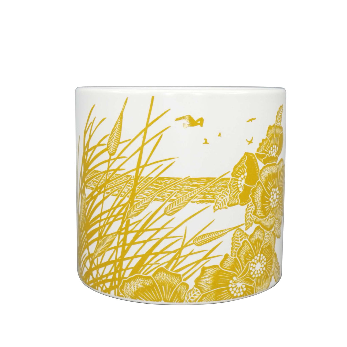Bird Ceramic Plant Pot - Mustard Yellow 4 in