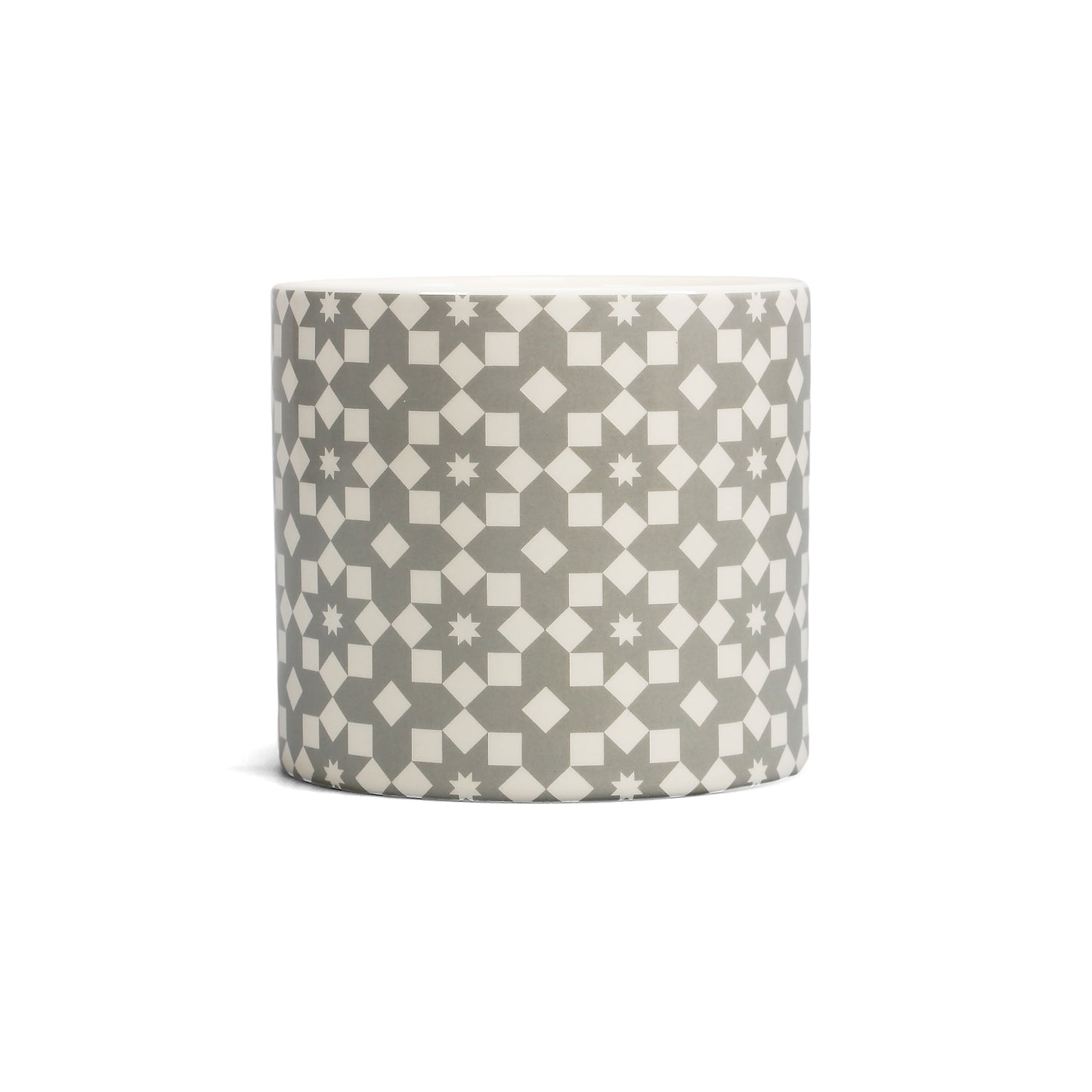 Ceramic Plant Pot Tiles Design Grey Flowers
