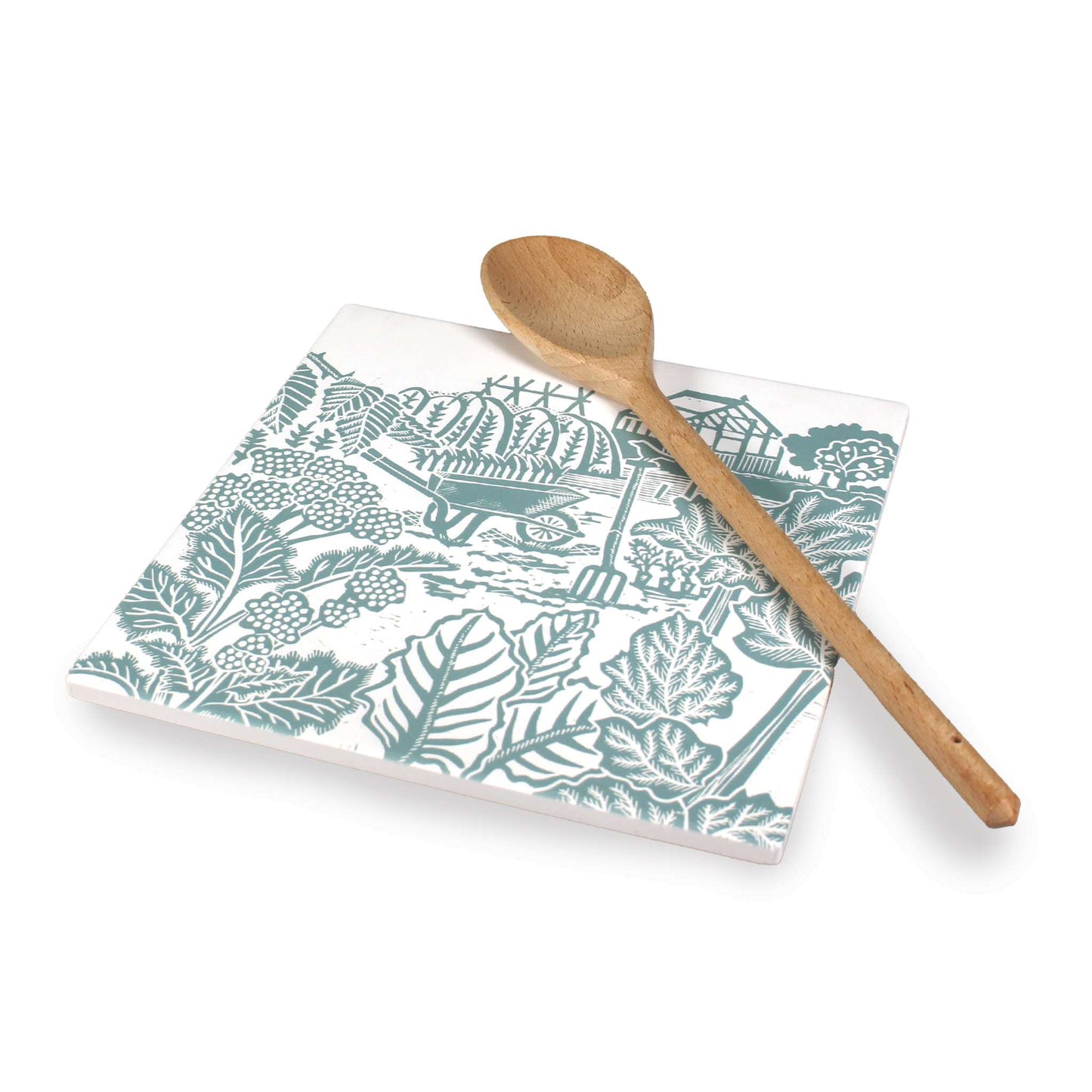 Ceramic Trivet Vegetable Garden Blue